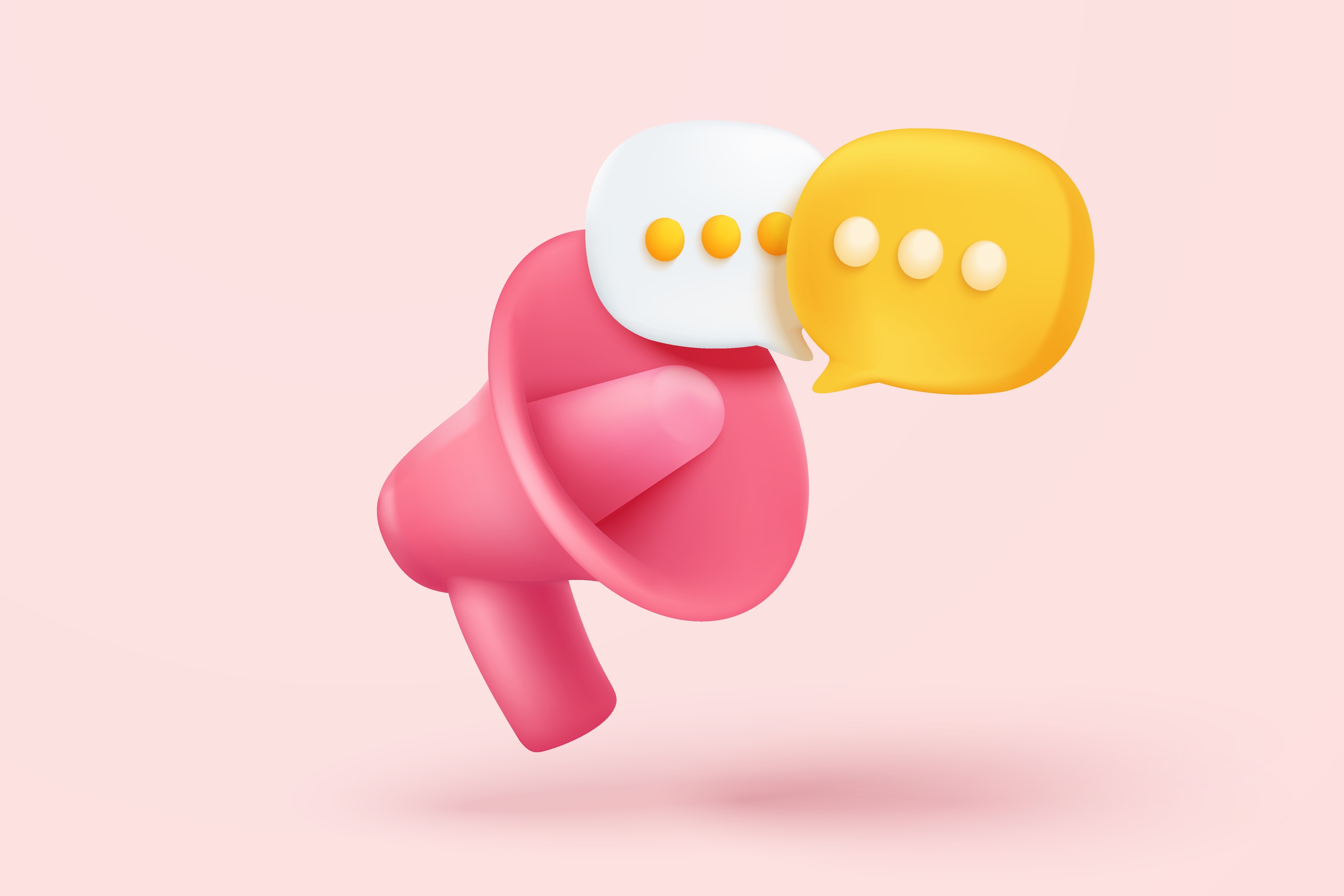 Pink Megaphone with two chat bubbles